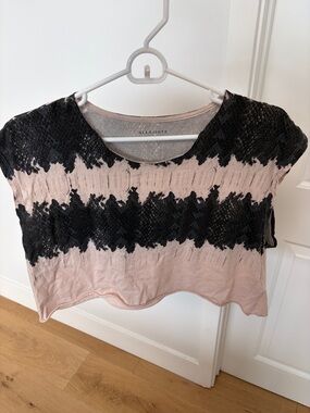 All Saints Pink & Black Cropped Tee